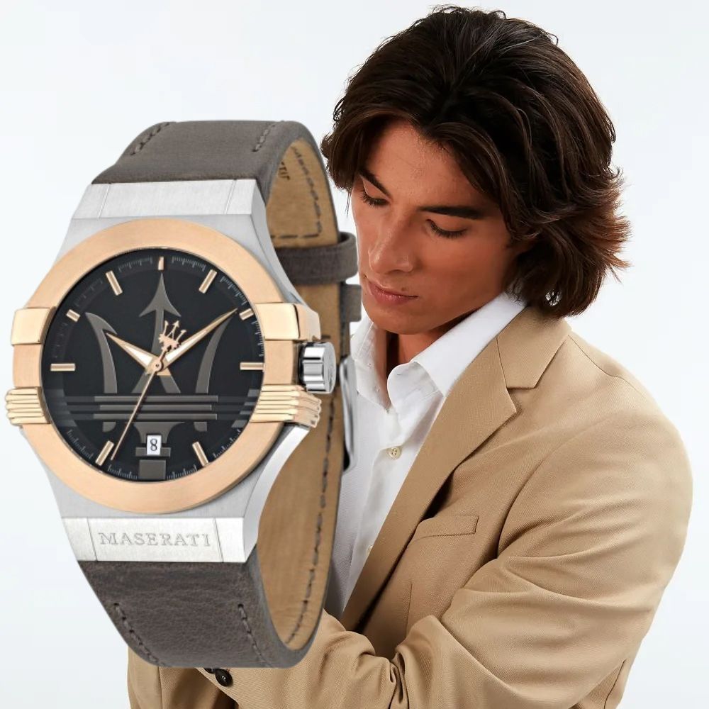 【MASERATI TIME】瑪莎拉蒂 POTENZA 經典款紳士皮革腕錶 42mm R8851108014 附提袋