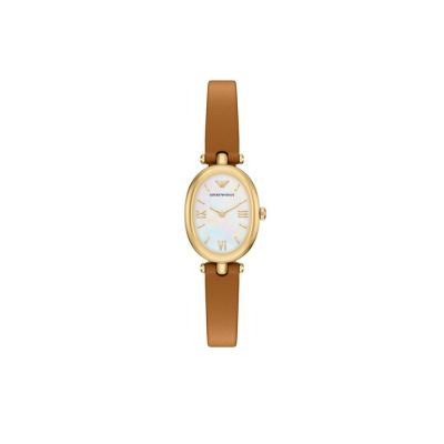 【EMPORIO ARMANI】優雅氣質 珍珠母貝 皮帶 女錶 -34mm AR11780