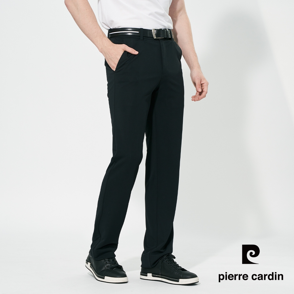 pierre cardin 皮爾卡登 男款 彈力修身舒適長褲(平口褲／打褶褲 任選) (G款平口(黑灰色))