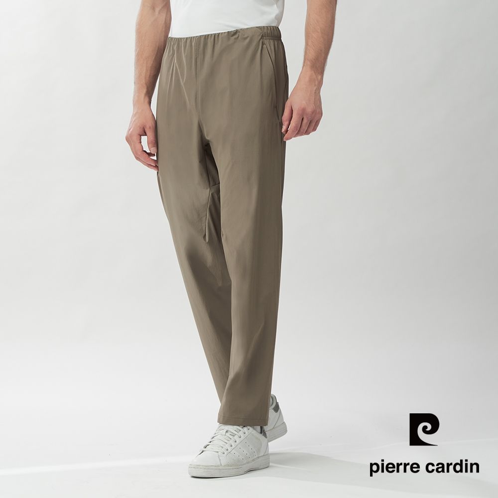 pierre cardin 皮爾卡登 網路獨家 男女同款 透氣機能涼感彈力休閒長褲(多色任選) (褐色)