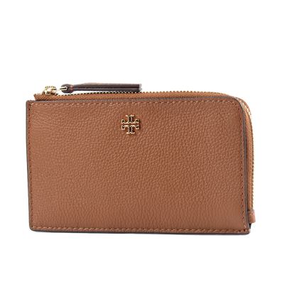 TORY BURCH Blake 荔枝紋L型拉鍊證件/零錢包-焦糖棕