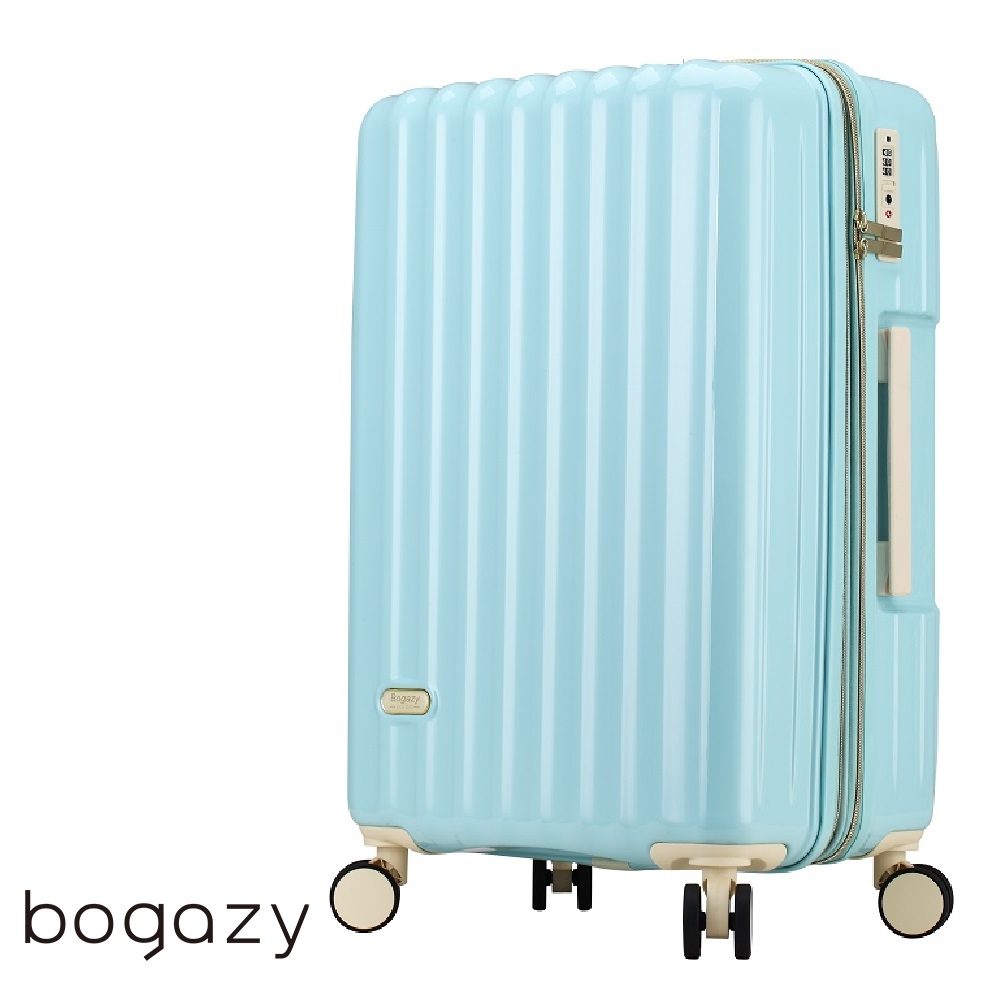 Bogazy 雅典美爵20吋鏡面光感海關鎖可加大行李箱(蒂芬妮綠) | 拉鍊框