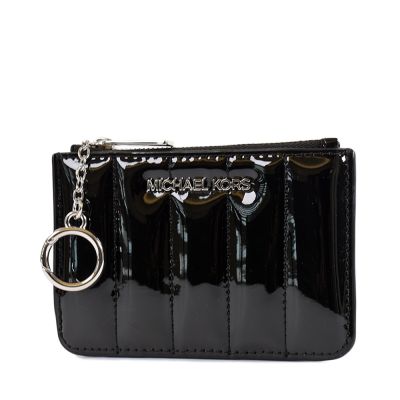 MICHAEL KORS JET SET 漆皮拉鍊證件/鑰匙/零錢包-黑色