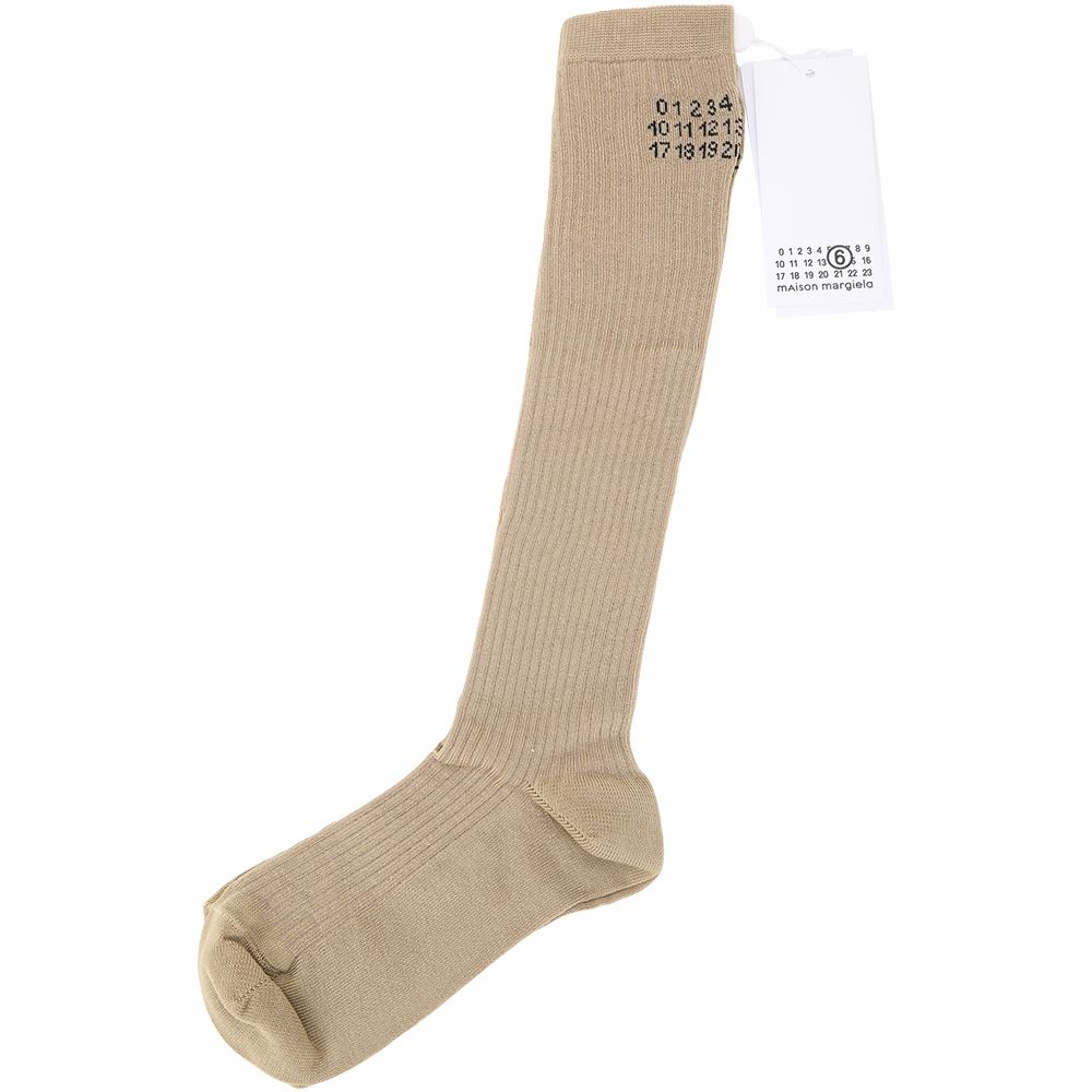MM6 MAISON MARGIELA 數字標誌紋長襪-多色(EU38-39 / 24-25CM) (卡其色)