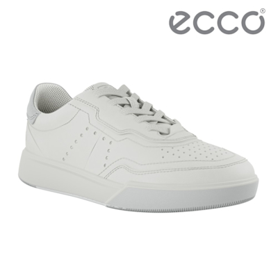 ECCO STREET COURT M 街頭球鞋系列經典真皮休閒鞋 男鞋 白色/灰白色