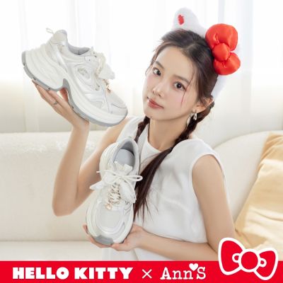 Ann’S X Sanrio三麗鷗 HELLO KITTY 聯名 夢幻愛心扣蝴蝶結老爹鞋6cm-白