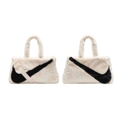 Nike Sportswear Faux Fur 毛毛斜背托特包 粉白 毛絨 肩包 大容量 FB3050-838
