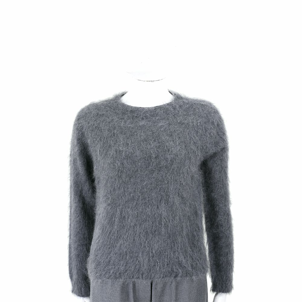 Max Mara STUDIO ACETO 灰色羊毛馬海毛混紡圓領針織衫 毛衣