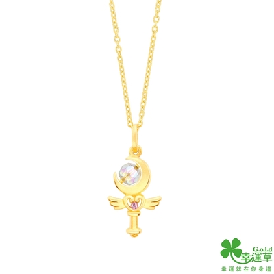 幸運草金飾 月光童話黃金/水晶鎖骨項鍊