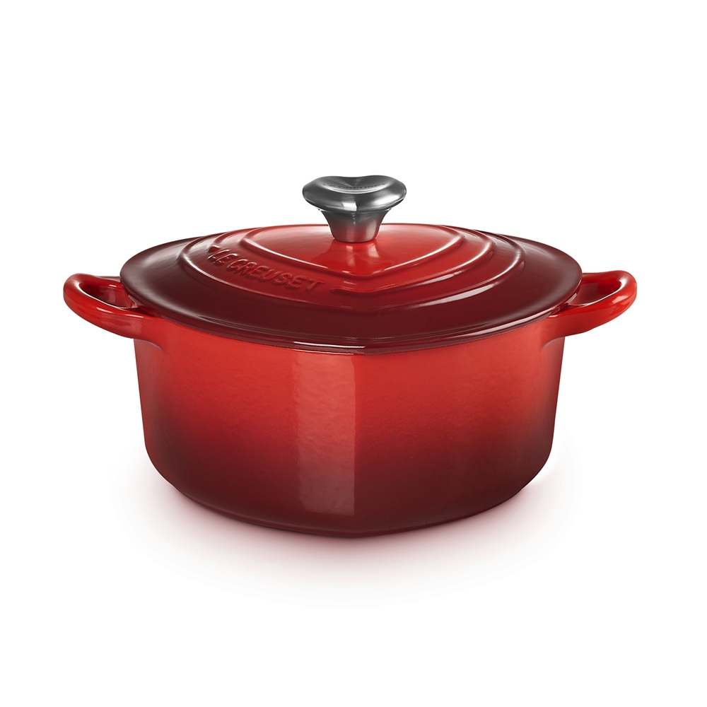 Le Creuset 愛心鑄鐵鍋20cm 1.9L 櫻桃紅心型鋼頭法國製愛心鍋湯鍋燉鍋