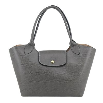 LONGCHAMP ÉPURE系列牛皮壓印肩背包(大/斑鳩灰)