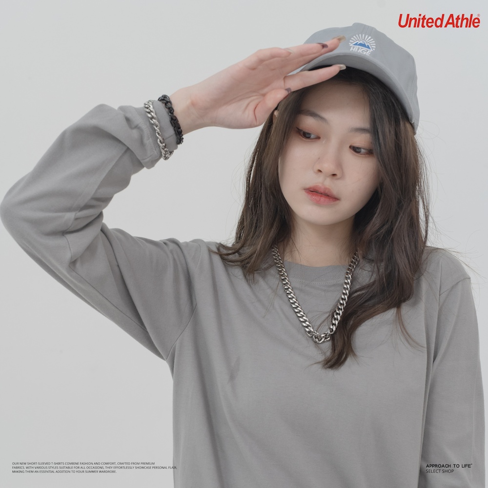 United Athle 5011-01 5.6OZ 螺紋 長袖T恤 (石灰色)