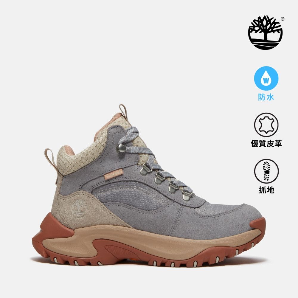 Timberland官方旗艦 女款水泥灰Mt. Maddsen Peak防水中筒健行靴|A41Q8EJR