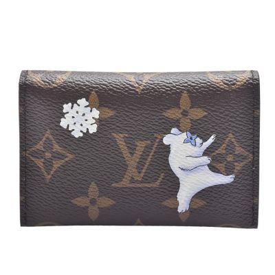 LV Louis Vuitton路易威登 M15343 聖誕限定Vivienne 系列Monogram帆布暗扣名片夾