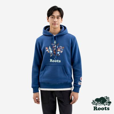 Roots男裝-MAPLE LEAF 連帽上衣-午夜藍