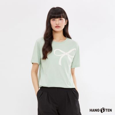 Hang Ten-女裝-舒爽棉涼感3M吸濕快乾大蝴蝶結短袖T恤-薄荷綠