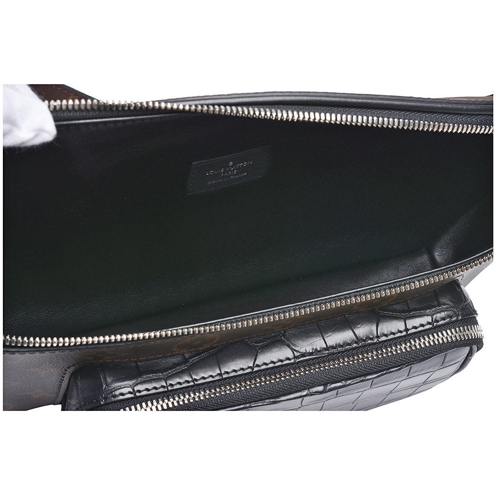 LV Louis Vuitton路易威登P01610 限量款Monogram帆布印花帆布拼接鱷魚皮革腰包(黑) | LV路易威登| Yahoo購物中心