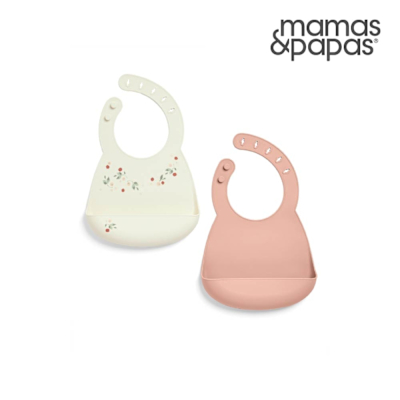 Mamas & Papas 古典學院-矽膠圍兜2件組