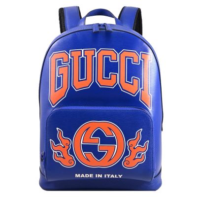 GUCCI 美式風格圖騰龍年限定系列大容量雙肩後背包(藍)