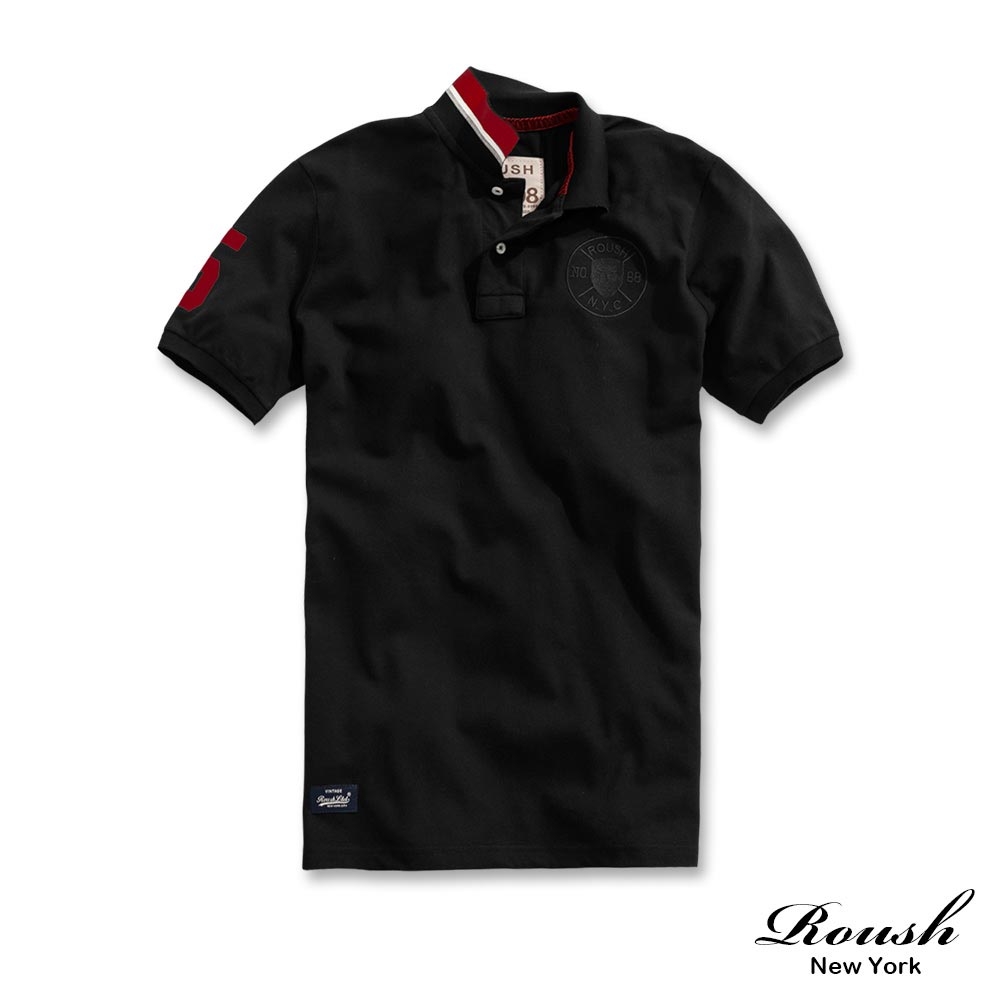 Roush #5貼布美式圓形盾牌網眼POLO衫(2315229) (黑)