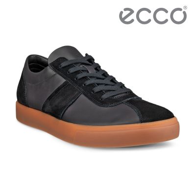 ECCO SOFT 10 M 柔酷經典麂皮皮革休閒運動鞋 男鞋 黑色