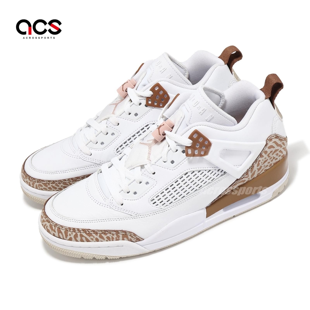 Nike 休閒鞋 Jordan Spizike Low 男鞋 白 棕 爆裂紋 氣墊 喬丹 FQ1759-101