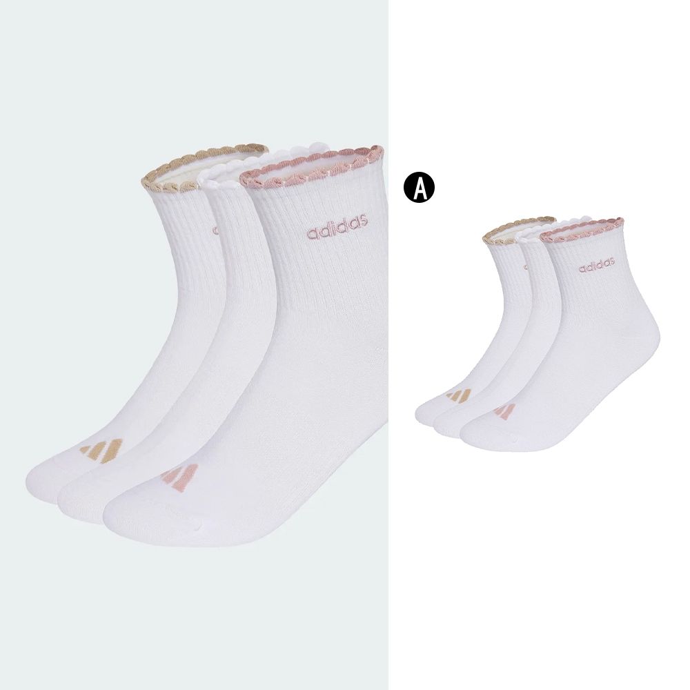 【Adidas 愛迪達】WMS QUARTER 3P 運動短襪 踝襪 三雙入 男女 A-KQ6009 (A 款-KQ6009)
