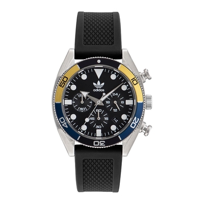 ADIDAS 愛迪達  EDITION TWO CHRONOGRAPH 矽膠錶帶 三眼計時碼錶_AOFH23003_黑_43mm