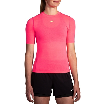 BROOKS 女 High Point 女短袖上衣 霓虹粉(221638673)