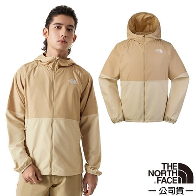 【The North Face】男 WindWall 輕薄款 防風防潑水可調節連帽外套.風衣.休閒夾克 81PO-QK7 礫石沙 N