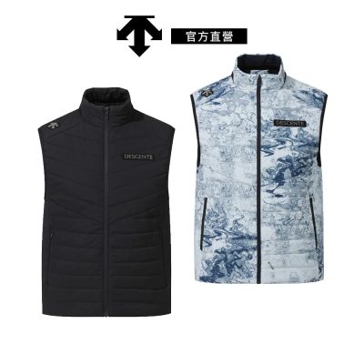 【DESCENTE】迪桑特 男士 防風保暖運動背心(黑色/白藍色)