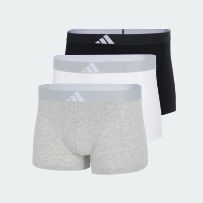 adidas M ACTIVE FLEX COTTON BODY TRUNK 3 PAIRS 男士 彈性貼身內褲三件組-灰／白／黑