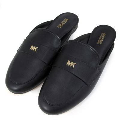 MICHAEL KORS Gemma MK Logo素面樂福鞋/穆勒鞋(黑色)