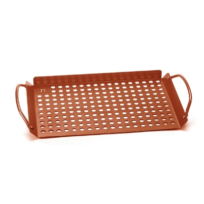 《Outset》美國 雙柄不沾烤網-銅33.5cm-- 烤肉用具 中秋節 露營烤肉 BBQ