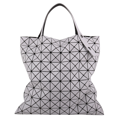 ISSEY MIYAKE  BAOBAO 幾何方格10x10手提肩背包(淺灰白)霧面