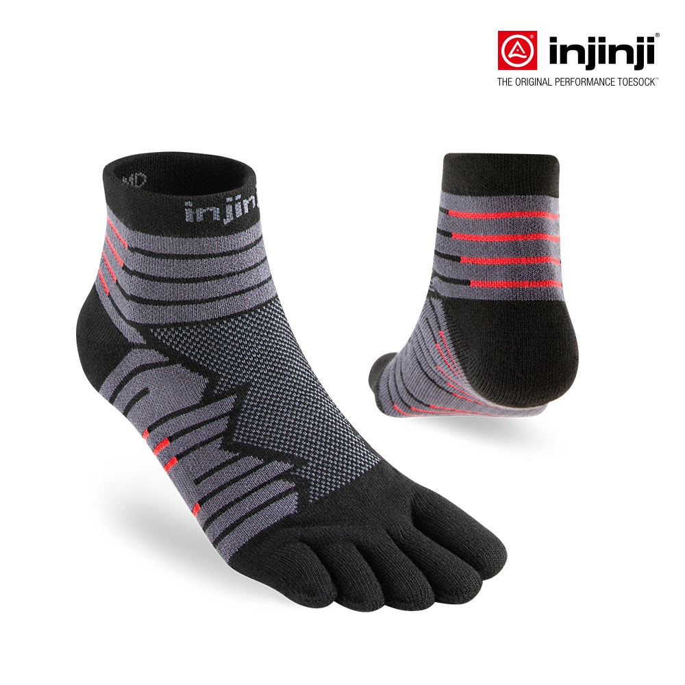injinji Ultra Run終極系列五趾短襪 (碳黑) - NAA64 | 避震緩衝 推薦路跑用品 慢跑長跑 馬拉松襪 (碳黑)