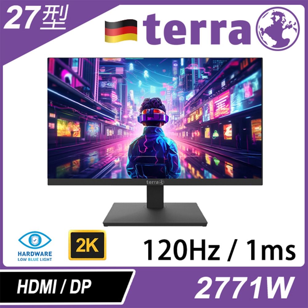 TERRA 2771W 硬體低藍光不閃屏螢幕(27吋/120Hz/HDMI/IPS)