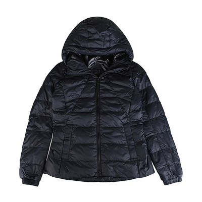 CANADA GOOSE Abbott內標籤LOGO輕量羽絨連帽外套(女款/黑)