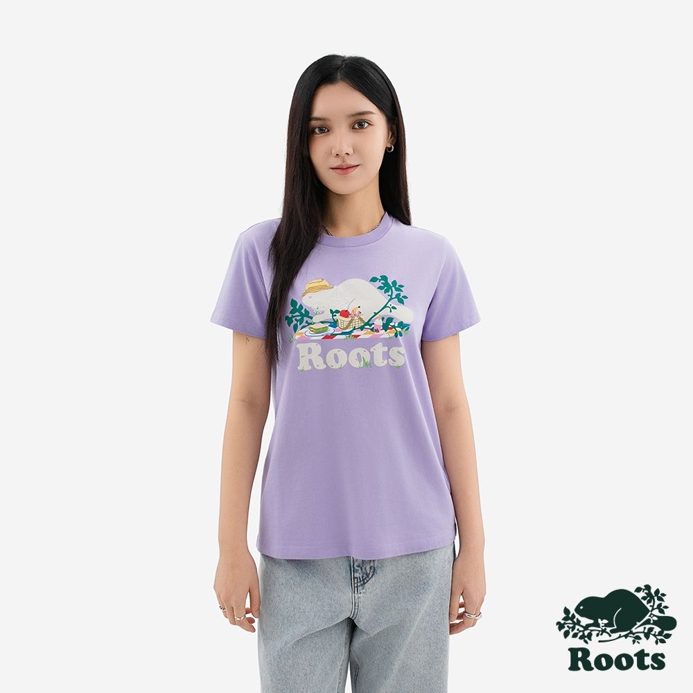 Roots 女裝- ROOTS PICNIC BEAVER 短袖上衣-薰衣草紫色