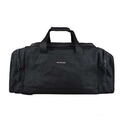 BALENCIAGA 巴黎世家 Explorer布標刺繡字母LOGO簡約尼龍設計手提後背旅行包(黑)
