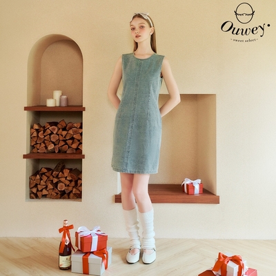OUWEY歐薇 韓系簡約縲縈牛仔洋裝(淺藍；S-L)