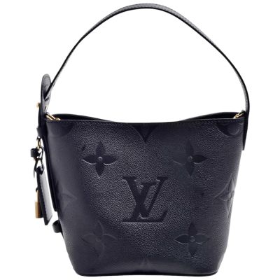 LOUIS VUITTON路易威登 LV M13480經典All In BB系列壓花粒面牛皮手提/斜背包(黑色)
