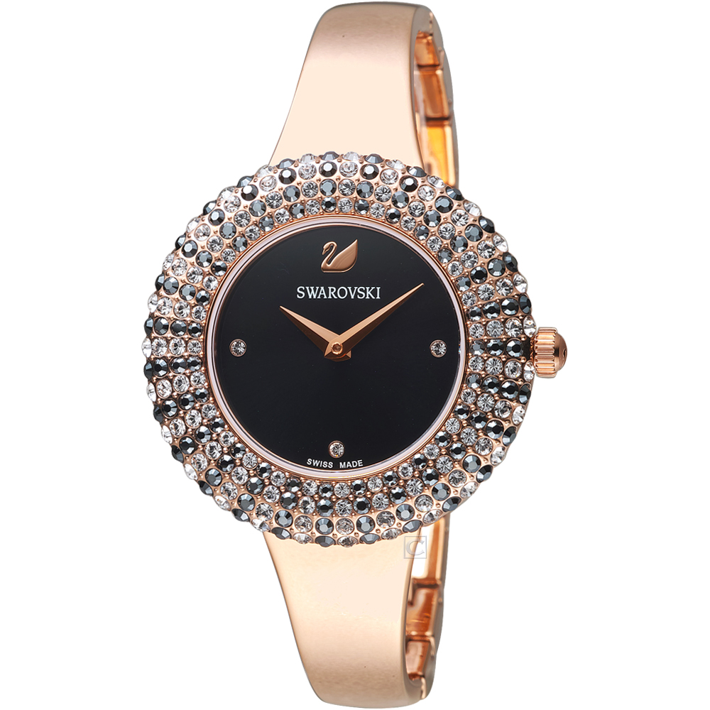 SWAROVSKI施華洛世奇Analoog璀璨時尚錶(5484050)-黑x玫瑰金 | SWAROVSKI | Yahoo購物中心