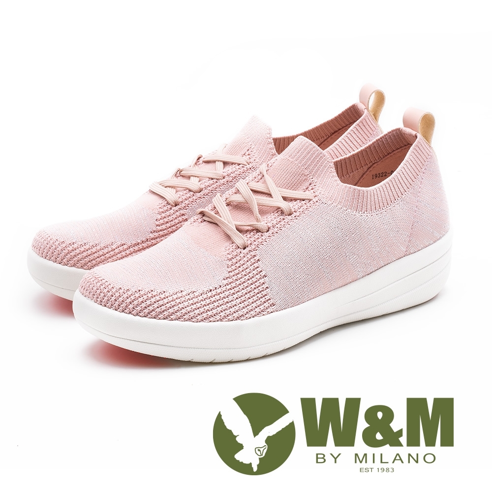 W&M MODARE襪套式 飛線編織厚底女鞋-粉(另有藍)