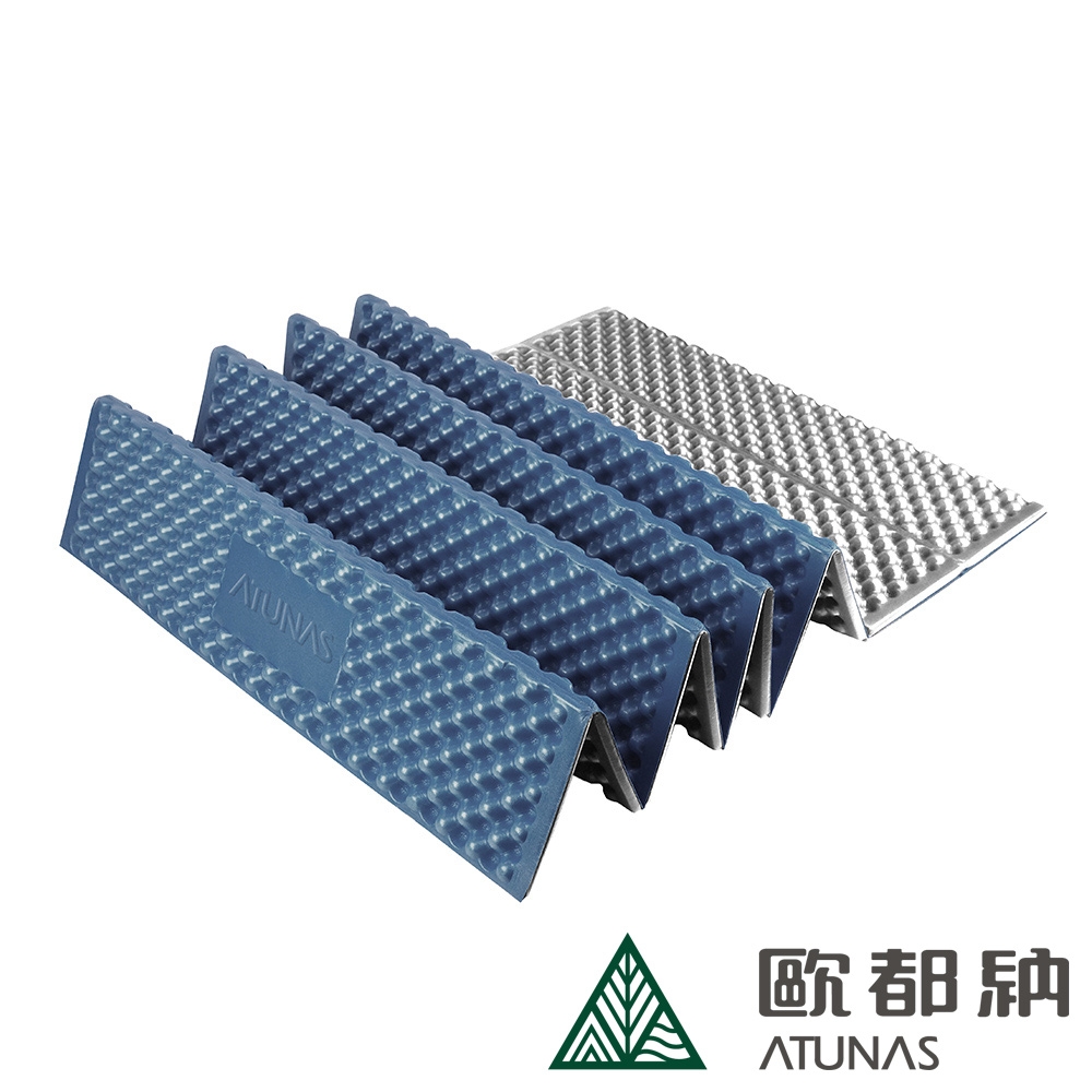 【ATUNAS 歐都納】輕量登山折疊睡墊A1SBCC01N銀河藍/銀/鋁膜保溫/蛋殼睡墊/戶外露營