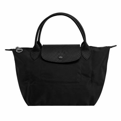 LONGCHAMP LE PLIAGE ONE系列短把尼龍單色摺疊水餃包(小/黑)