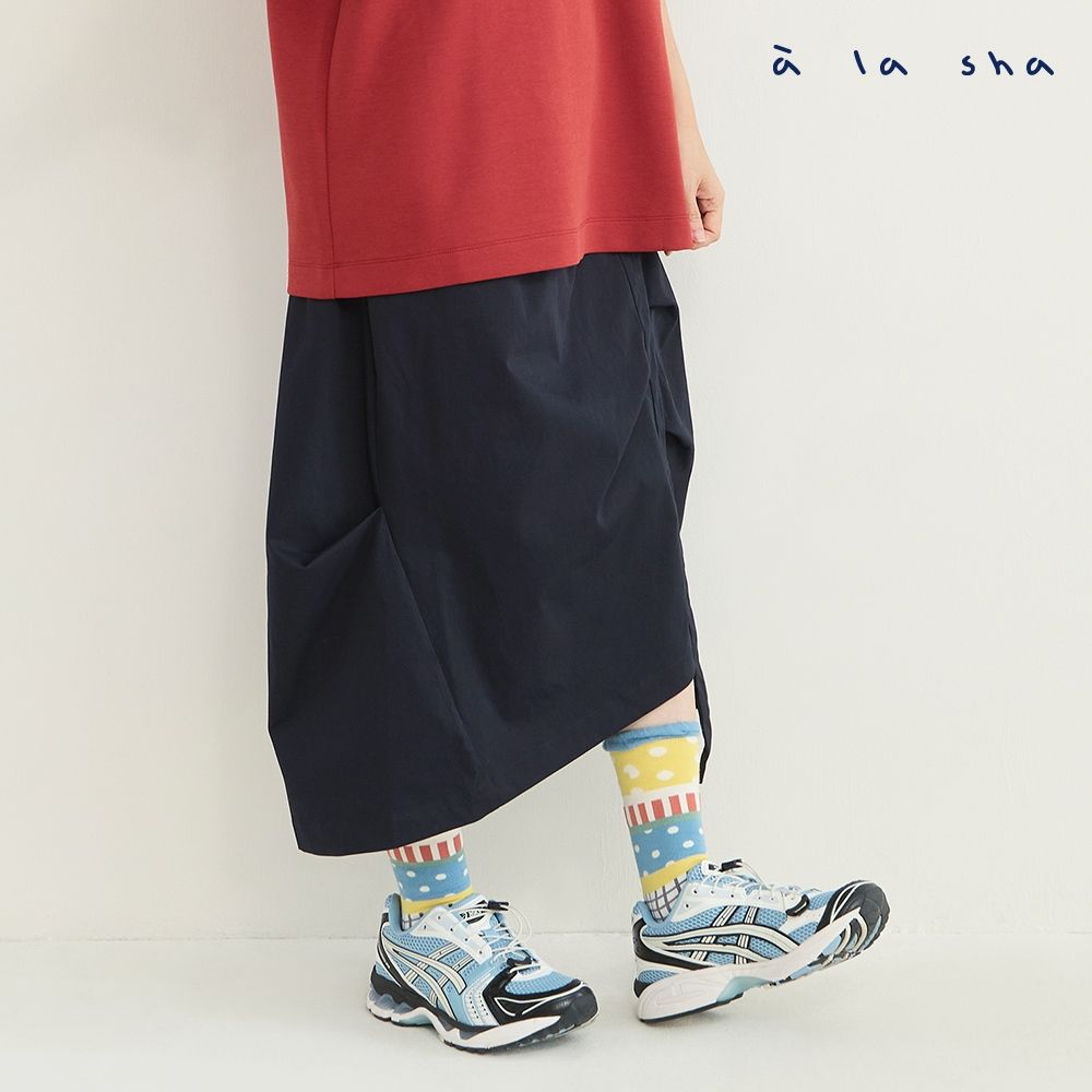 a la sha 不對稱造型長裙 (深藍)