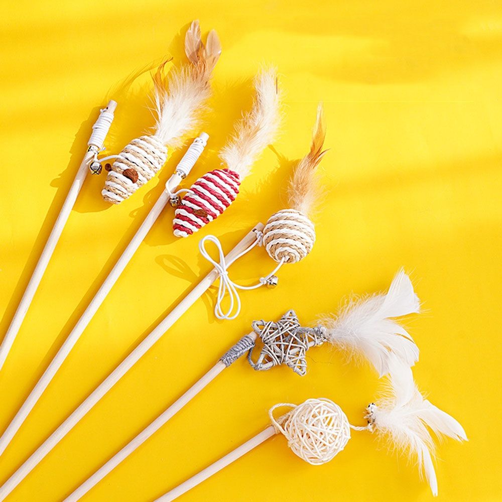 貓玩具木桿逗貓棒鈴鐺羽毛互動逗貓用品(滿額出貨)