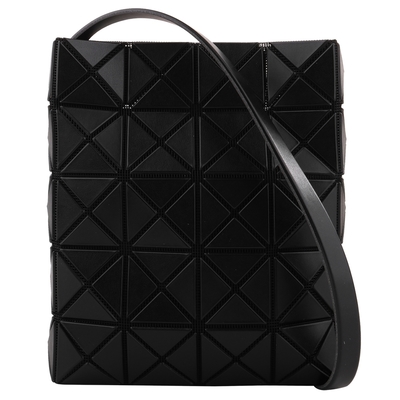 ISSEY MIYAKE  BAOBAO皮質4x5 幾何菱格肩斜背手機包(霧黑)