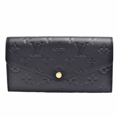 LV Louis Vuitton路易威登 M82257經典SARAH Empreinte壓花小牛皮長夾(黑色)